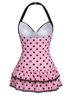 PLUS SIZE>>   Elevate your summer style with the Pink 1940s Halter Polka Dots Bow One-Piece Swimsuit from Retro Stage. Featuring a charming pink fabric with classic black polka dots, this swimsuit captures the essence of vintage elegance.? A playful bow at the front adds a touch of whimsy, while gentle ruching along the bodice flatters your figure. The high-waisted design offers full coverage, ensuring comfort without sacrificing style. Pair it with a wide-brimmed hat and cat-eye sunglasse Bow Swimsuit, Yellow Swimsuits, Retro Swimsuit, Swim Suit, Pink Swimsuit, Standard Dress, Costume Intero, 2000s Fashion Outfits