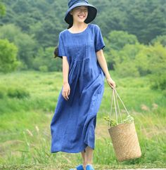 "★ Please provide a phone number when placing an order, thank you! ★Material: linen cotton **.♥.**'.♥.**'.♥.**'.♥.**'.♥.**'.♥.** Size Measurements: SIZE XS bust: around 33.5\" / 85 cm Hips: around 41.3\" / 105 cm length: 122 cm/48'' SIZE S bust: fits bust around 35.5\" / 90 cm Hips: fits hips around 38\"/ 97 cm length: 122 cm/48'' SIZE M bust: around 37.5\" / 95 cm Hips: around 40\"/ 102 cm length: 124 cm/48.8'' SIZE L bust: around 40.5\"/ 103 cm Hips: around 43\"/ 109 cm length: 124 cm/48.8'' S Linen Dress Short, Chiffon White Dress, Blue Linen Dress, Long Dress Plus Size, Maxi Dress Long, Handmade Dress, Short Sleeve Tunic, Dress Short Sleeve, Summer Maxi