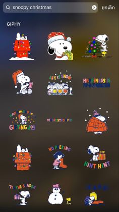 snoopy christmas stickers on an iphone