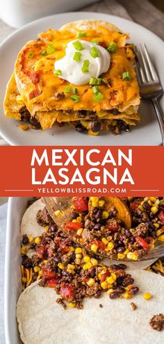 mexican lasagna with ground beef and corn