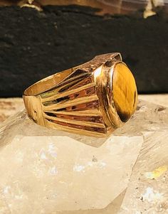 RESERVED 1920s Art Deco Tigers Eye 14kt Gold Vintage Ring Art Deco Jewelry Ring Size 7 1/2 over 1/2 wide and over 1/2 tall Weighs 8.7 grams Gold Cabochon Signet Ring Fine Jewelry, Gold Signet Ring With Cabochon, 14k Gold Art Deco Jewelry, Gold Heirloom Signet Ring With Cabochon, Heirloom Gold Signet Ring With Cabochon, 14k Yellow Gold Cabochon Ring, Antique 14k Gold Cabochon Rings, Vintage 14k Gold Rings, Antique Gold Signet Ring With Gemstone