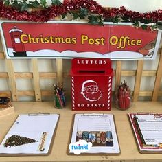 the christmas post office is set up with letters to santa