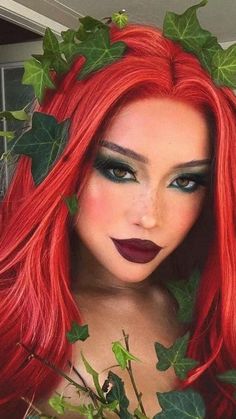 Red Hair Costume, Editorial Editing, Poison Ivy Makeup, Poison Ivy Halloween Costume, Red Hair Halloween Costumes, Filter Photography, Halloweenský Makeup, Ivy Costume, Poison Ivy Costumes