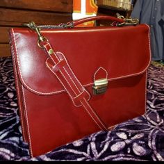 New 15" Hand Made Italian Leather Briefcase Satchel Laptop Office Bag Red Messenger This Can Be A Mans Or Women's Satchel Hand Made By Serguio Rogetti With Solid Brass Hardware Thanks For Looking Red Business Shoulder Bag With Adjustable Strap, Burgundy Rectangular Satchel For Business, Red Business Bag With Adjustable Strap, Red Leather-lined Shoulder Bag For Business, Red Leather Lined Shoulder Bag For Business, Business Red Shoulder Bag With Leather Lining, Red Rectangular Briefcase, Red Laptop Satchel Bag, Classic Red Rectangular Shoulder Bag