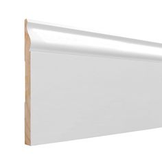 an image of a white board skirting with wood trim on the bottom and sides