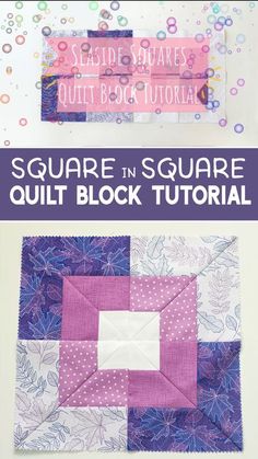 the square quilt block is shown with text overlaying it