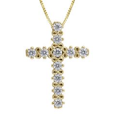 Features: Religious Jewelry, Quick ShipDiamond Clarity: I2-I3Jewelry Closure: Spring Ring ClaspSetting: ProngShape: CrossStone Cut: RoundDiamond Color: I-JMetal Color: YellowChain Length: 18 InchChain Gauge: 040Pendant Length: 17mmPendant Width: 12.2mmRounded Carat Weight: 1/4 Ct. T.w.Chain Construction: BoxCare: Wipe CleanStone Type: 11 Natural DiamondAuthenticity: Natural DiamondBirthstone: April BirthstoneMetal: 10k GoldNecklace Type: Pendant NecklacesCountry of Origin: Imported Gold Cross Necklace With Prong Setting, Gold Necklace With Cross Pendant In Prong Setting, Gold Cross Pendant With Prong Setting, Gold Cross Pendant Jewelry With Prong Setting, 14k Stamped Cross Pendant Necklace For Anniversary, Gold Brilliant Cut Cross Necklaces, Gold Cross Diamond Necklace For Anniversary, Gothic Necklace, Gold Cross Pendant