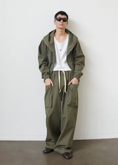 Lauri Drawstring Cargo Pants - Khaki Drawstring Cargo Pants, Denim Suit, The Frankie Shop, Frankie Shop, Paris Woman, Color Khaki, Swimwear Accessories, Stand Collar, Cargo Pants