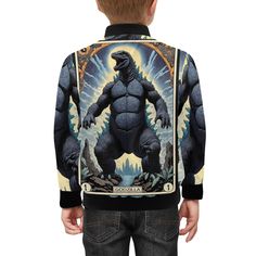 Kinder Bomber Jacke mit Taschen Godzilla Gojira Kaiju von UrbanShopEU auf Etsy Retro Art