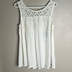 Nwt Artesia Bohemian White Sleeveless Lace Tank Style Blouse Women’s Size Large. Sleeveless Summer Tank Top With Lace Trim, Summer Sleeveless Crochet Top With Lace Trim, Vacation Lace Trim Sleeveless Tank Top, Vacation Sleeveless Camisole With Lace Trim, White Sleeveless Crochet Top For Vacation, Summer Sleeveless Tank Top With Lace Trim, Sleeveless Lace Trim Summer Tank Top, Vacation Sleeveless Tank Top With Lace Trim, Summer Sleeveless Tops With Lace Trim