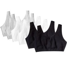 The Fruit of the Loom Womens Tank Style Cotton Sports Bra is a smart addition to every womans wardrobe. Lightweight and comfortable, this cotton pullover sports bra is perfect for leisure or for the gym. No need to worry about bra straps falling down, these wide tank style straps will keep you supported throughout the day. Designed with soft, stretch cotton for a flexible fit.Lightweight and comfortable, The Fruit of the Loom Womens Tank Style Cotton Sports Bras include 6 cotton pullover sports Cheap Gray Sports Bra, Sporty White Cotton Sports Bra, Casual Bra-friendly Black Sports Bra, White Sports Bra With Built-in Bra And Wide Straps, Black Cotton Sports Bra With Built-in Bra, Wide Strap Bra, Cotton Sports Bra, Free Tag, Female Style