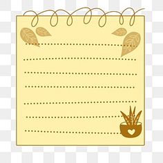 a note paper with leaves and a potted plant on it, transparent background png