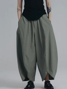 Simple Loose Elasticity Waist Wide Leg Solid Color Pants Sarouel Pants, Japanese Pants, Plain Pants, Balloon Pants, Color Pants, Solid Color Pants, New Pant, Loose Outfit, Loose Pants