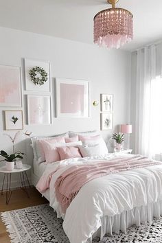 Discover modern white bedroom ideas with a pop of pink! This bedroom features a chic white bedroom set, soft pink bedroom touches, and a stylish grown-up pink bedroom decor. Learn how to decorate a white bedroom with pink accents and get inspired by these elegant pink bedroom ideas. #whitebedroomset #pinkbedroom #bedroomdecor #pinkbedroomideas #whitebedroomideas Light Pink Bedrooms, Pink Bedroom Design, Pink Room Decor, Woman Bedroom, Redecorate Bedroom, Teen Bedroom Decor, Room Design Bedroom