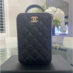 Brand New, Never Used!! Black Chanel Cross Body Bag (The New Chanel Bags, Like This One, Do Not Come With An Authenticity Card, Instead They Now Come With A Unique Serial Number Located Inside The Bag) Designer Rectangular Cosmetic Bag For Travel, High-end Black Box Bag For Everyday Use, Designer Rectangular Cosmetic Bag For Daily Use, Luxury Top Handle Cosmetic Bag For Shopping, High-end Black Box Bag For Shopping, Luxury Black Rectangular Bag, Designer Cosmetic Bag For Daily Use, Luxury Pouch Box Bag With Top Carry Handle, Luxury Black Box Bag For Daily Use