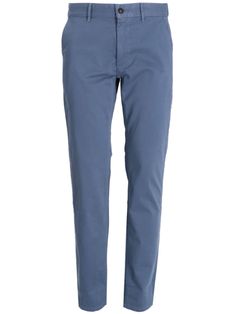 blue stretch-cotton belt loops two diagonal pockets to the sides two rear welt pockets concealed fly and button fastening slim cut Comme Des Garcons Converse, Slim Trousers, Cotton Chinos, Balenciaga Triple S, Chino Trousers, Stella Mccartney Adidas, Canary Islands, Short Suit, Summer Beach Wear