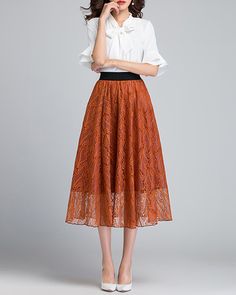 * A midi skirt with elastic waist. * Made of quality lace fabric and soft lining. * Can custom make waist size and skirt length. * Material: 90% polyester, 10% spandex * Size: True to US size, US 0-US 20 are available, you can let us know your usual size and height in your order. * Shipping: Free shipping Processing time : 5-7 Business days Delivery time : 7-20 Business days Tracking number available If you need rush order or expedited shipping, please let us know, thanks. Elegant Long Skirt With Lace Patchwork, Elegant Summer Skirt With Lace Patchwork, Lace Patchwork Maxi Skirt, Spring Lace Trim Midi Skirt, Long Lace Skirt For Party, Chic Flared Skirt With Lace Trim, Elegant Flowy Maxi Skirt With Lace Trim, Party Lace Maxi Skirt With Lining, Chic Lace Skirt With Relaxed Fit