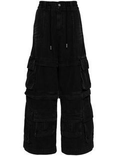 Find SONGZIO Denim Cargo Trousers on Editorialist. black cotton denim belt loops drawstring waist front button fastening multiple cargo pockets wide leg Black Cargos, Denim Belt, Black Cargo Pants, New Years Outfit, City Shorts, Black Cargo, Outfit Plan, Cargo Jeans, Stylish Mens Outfits