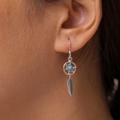 Dream Catcher Earrings, Turquoise Dream Catcher Feather Earrings, Dream Catcher Earrings, Oxidize Feather Earring, Silver Feather Earring This Is 11 Mm Turquoise Dangle Earring In 925 Sterling Silver Are Shiny And Gorgeous. Best Jewelry For Women, Girls To Attend Parties, Weddings Or Any Other Activities. .Crafted : 925 Sterling Silver Rhodium Plated For A Life-Time Luster. Stamped 925, High Polished Finish, Nickel Free. .Specifications & Sizes: Earrings Size : 42x11mm, Weight: 1.74gm .Perfect Gift: Comes In A Nice Gift Box. Ideal Gifts For Valentine's Day, Mother's Day, Anniversary Day And Birthday To Your Girlfriend, Wife And Mom And Daughter. More Information Metal Stamp Free Spirit Jewelry, Dream Catcher Jewelry, Feather Earrings Silver, Silver Crystal Earrings, Dream Catcher Earrings, Turquoise Earrings Dangle, Onyx Jewelry, Symbolic Jewelry, Best Jewelry