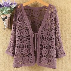 Uniform Accessories, Knit Shrug, Loose Cardigan, Floral Crochet, Knitted Coat, Knitting Ideas, Dress Shirts For Women, Cardigan Top, Cardigan Sweaters For Women