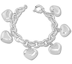 Shining in stainless steel, this puff heart charm bracelet is as sweet as can be! From Steel by Design® Jewelry. Butterfly Anklet, Puffed Heart, He Loves Me, Design Jewelry, Heart Charm Bracelet, Stainless Steel Chain, Spring Rings, Heart Charm, Chain Bracelet