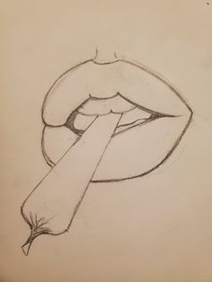 a pencil drawing of a woman's lips