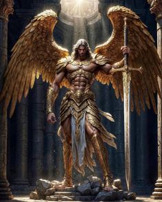 Dark Angel Wings, Male Angels, Male Angel, Warrior Concept Art, Jesus Christ Painting, Angel Artwork, Greek Mythology Art, Angel Painting