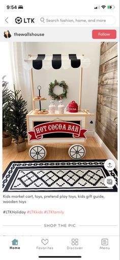 an instagramted photo of the ice cream cart from ike's christmas store