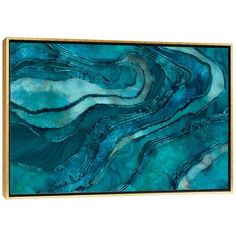 an abstract painting with blue, green and brown colors on the surface is featured in this image