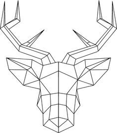 the head of a deer made out of polygonal shapes, with horns on each side