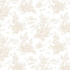 a white and beige wallpaper with flowers on it