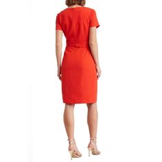 You're sure to love having this stylish sheath dress from Focus By Shani in your wardrobe. You're sure to love having this stylish sheath dress from Focus By Shani in your wardrobe. FEATURES Splitneck Zipper back closure Set-in short sleeves Belk detail at waist LinedFIT & SIZING 39-in. length from shoulder to hemFABRIC & CARE Polyester Dry clean Imported Size: 16. Color: Drk Orange. Gender: female. Age Group: adult. Body Measurement Chart, Polished Style, Bow Detail Dress, Dress 16, Crepe Dress, Dress Cuts, Dress With Bow, Bow Detail, Cap Sleeve