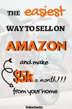 a person on a motorcycle with the words, the fastest way to sell on amazon and make $ 5k from your home