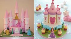 there are two cakes that look like princess castles