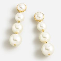 J Crew Pearl Ball Earrings, Nwt, Pearl, 3 1/4” Long, Gold Plated Recycled Zinc Casting, Acrylic Pearl, Hypoallergenic Titanium Posts, Disc Clutches Pearl Ball Earrings, Ball Earrings, Gold Pearl Earrings, J Crew Jewelry, Gold Pearl, Halloween Outfits, Clutches, J Crew, Pearl Earrings