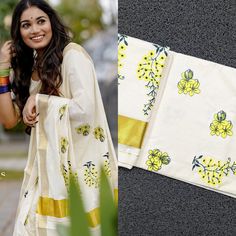 Kerala Kannikonna Embroidery Cotton Saree with Blouse  material - 6.25 Mtr  Package Details :1 Saree  You  can order Set Saree with stitched blouse or with blouse material only If stitched blouse need, we will provide you a measurement chart at the time of placing the order. As per the measurement given by the customer we will stich the blouse with separate lining material. Tailoring will take minimum 10 days additional for dispatch. It is the most preferred outfit for celebrations and auspicious days. Will always remain untouched in the fashion world. Saree with matching Blouse Piece. Worn on festive occasions , Party, Marriage Occasions. Please provide your telephone number during check out for easy shipment MORE FROM OUR STORE ➤ Women Clothing https://www.etsy.com/shop/FortuneTrade?ref= Kerala Sari, Onam Saree, Kerala Saree, Set Saree, Embroidery Cotton, Blouse Material, Measurement Chart, Saree With Blouse, Handmade Design