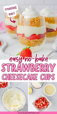 easy no bake strawberry cheesecake cups