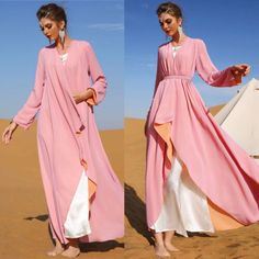 Top Rated Open Front Cardigan Kaftan Women Kimono Dubai Long Maxi Dress Abaya Jilbab Robes, Fashion Women's Dresses Long Pink Abaya For Eid, Pink Long Abaya For Eid, Bohemian Pink Maxi-length Abaya, Pink Bohemian Maxi Length Abaya, Pink Bohemian Maxi Abaya, Pink Long Maxi Dress For Eid, Elegant Long Sleeve Summer Abaya, Summer Long Sleeve Pink Abaya, Bohemian Long Sleeve Abaya For Summer