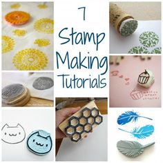 stamp making materials are featured in this collage