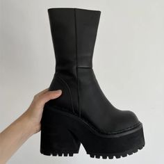 Boots Shoes Women, Heel Stretch, Basic Boots, Ankle Shoes, Pu Heels, Boot Types, Chunky Boots, Boots Shoes, Chunky Heel