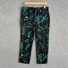 Banana Republic Women Avery Trouser Dress Pants Black Floral Sz 8 Sz - 8 Color - Black Floral Rise - 9.5 Inches Green Floral Print Bottoms For Work, Floral Print Ankle-length Workwear Bottoms, Workwear Floral Print Tapered Leg Pants, Trouser Dress, Dress Pants Black, Banana Republic Pants, Banana Republic Women, Jumpsuit Trousers, Dress Trousers