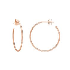 14K Rose Gold 1.2x25mm Hoops w/ Post Back - Women. A timeless classic in any womans wardrobe our 14 karat hoop earrings exude a high polish quality that will punctuate any outfit. These earrings are perfectly crafted for accentuating facial features and simple enough to go with any style without being distracting. An easy to open clasp makes the perfect closure for quick application and removal. No Stone. Size: one size.  Gender: female.  Age Group: adult. Cheap Everyday Rose Gold Hoop Earrings, Classic Rose Gold Hoop Earrings For Anniversary, Timeless Rose Gold Hoop Earrings For Anniversary, Classic 14k Rose Gold Jewelry In Pink Gold, Classic Pink Gold Round Cut Jewelry, Timeless Rose Gold Hoop Earrings For Formal Occasions, Timeless Rose Gold Hoop Earrings For Formal Events, Classic Round Cut Pink Gold Jewelry, Classic Rose Gold Hoop Earrings Gift