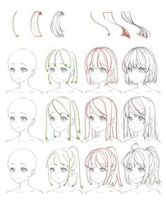 how to draw anime hair step by step