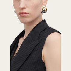 Alexander McQueen sculptural chain earrings Silver and gold-plated brass For pierced ears Made in Italy Chain Earrings, Ear Piercings, Alexander, Alexander Mcqueen, Two Tone, Silver Earrings, Tops Designs, Chain, Luxury Fashion