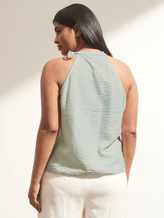 Tie-Neck Top | Banana Republic Cheap Sleeveless Tie-back Halter Top, Stretch Halter Top With Tie Back And T-back, Solid Color Tie-back Halter Top, Versatile Stretch Halter Top With V-neck, Versatile V-neck Stretch Halter Top, Tie Neck Tops, Top Banana, Tie Neck, Halter Neck