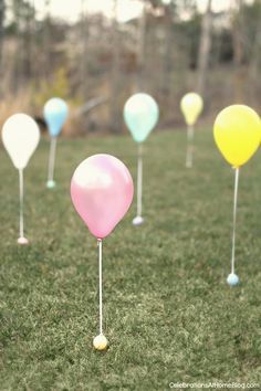 the best easter egg hunt idea for toddlers is to have balloons in your yard