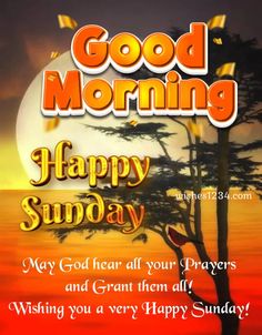 the good morning message is written in orange and yellow with an image of a tree