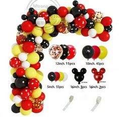 mickey mouse balloon arch for birthday party decoration