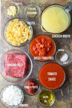 the ingredients to make an italian meatball recipe