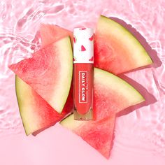 Lip Balm Advertisement, Product Beauty Photography, Watermelon Lip Gloss, Lip Product Photography, Lipgloss Photography, Glow Watermelon, Hydrating Lip Oil, Watermelon Seed, Lip Trends